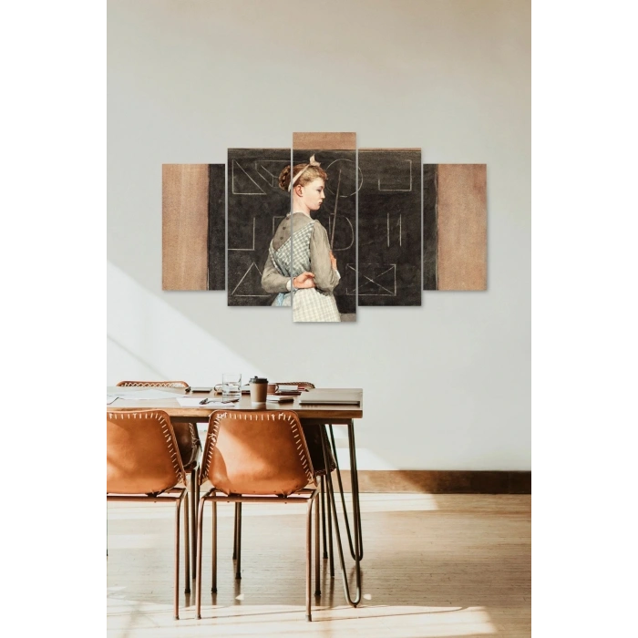 Kadın Manzarası 5 Parçalı Mdf Tablo 60 x 100