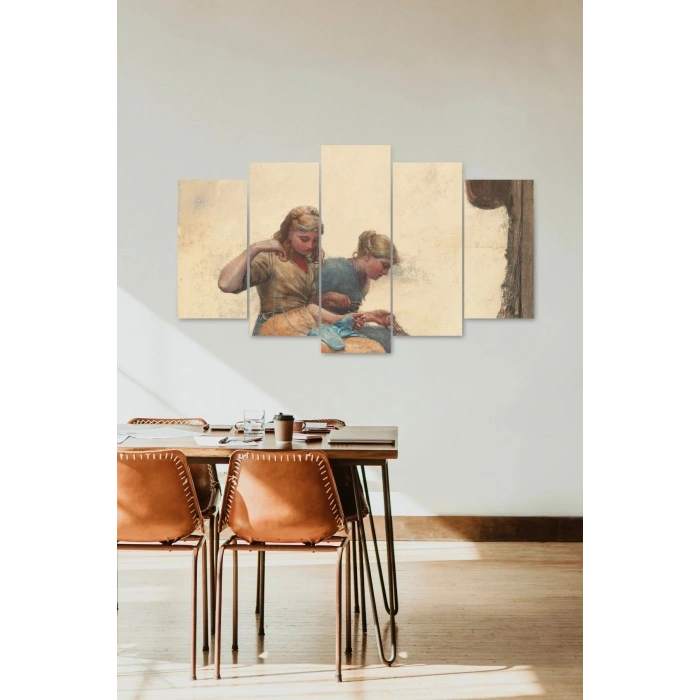 Kadın Manzarası 5 Parçalı Mdf Tablo 60 x 100