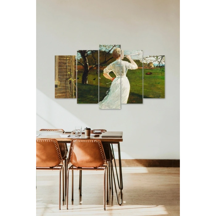Kadın Manzarası 5 Parçalı Mdf Tablo 60 x 100