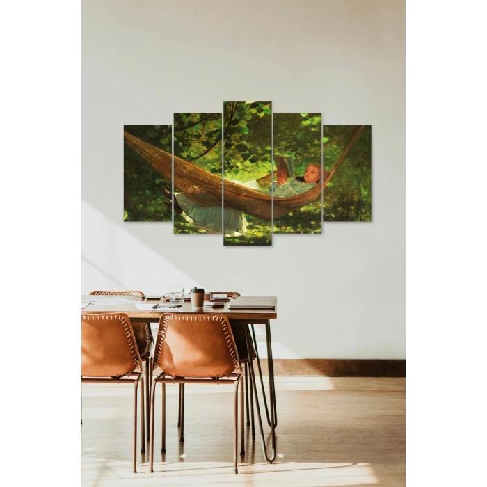 Kadın Manzarası 5 Parçalı Mdf Tablo 60 x 100