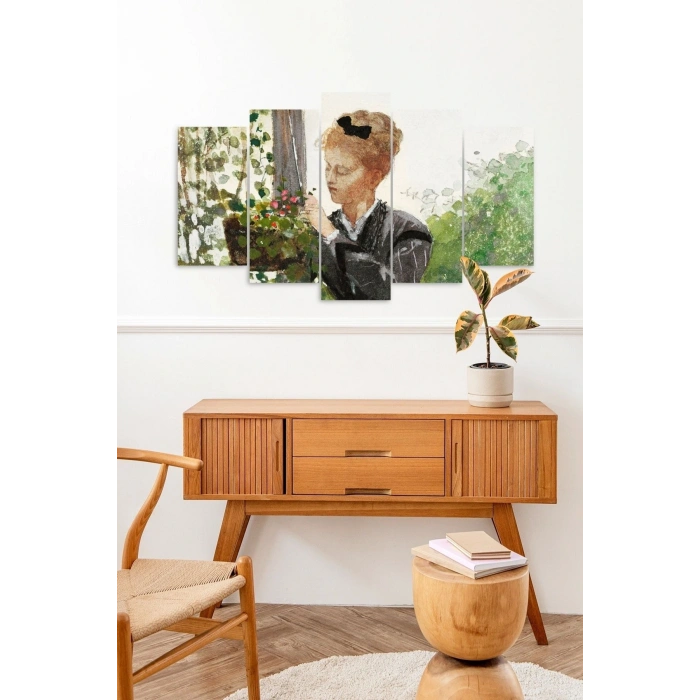 Kadın Manzarası 5 Parçalı Mdf Tablo 60 x 100