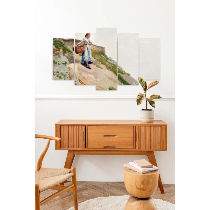 Kadın Manzarası 5 Parçalı Mdf Tablo 60 x 100