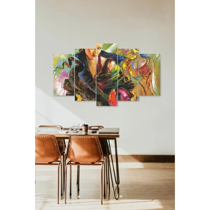 Kadın Manzarası 5 Parçalı Mdf Tablo 60 x 100