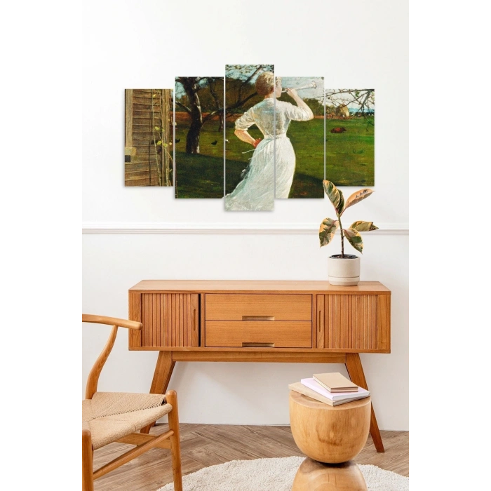 Kadın Manzarası 5 Parçalı Mdf Tablo 60 x 100