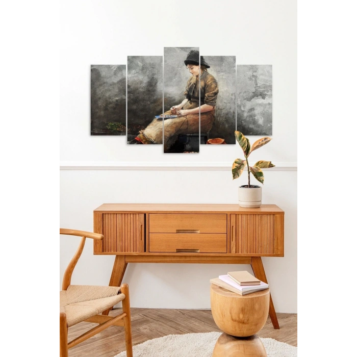 Kadın Manzarası 5 Parçalı Mdf Tablo 60 x 100