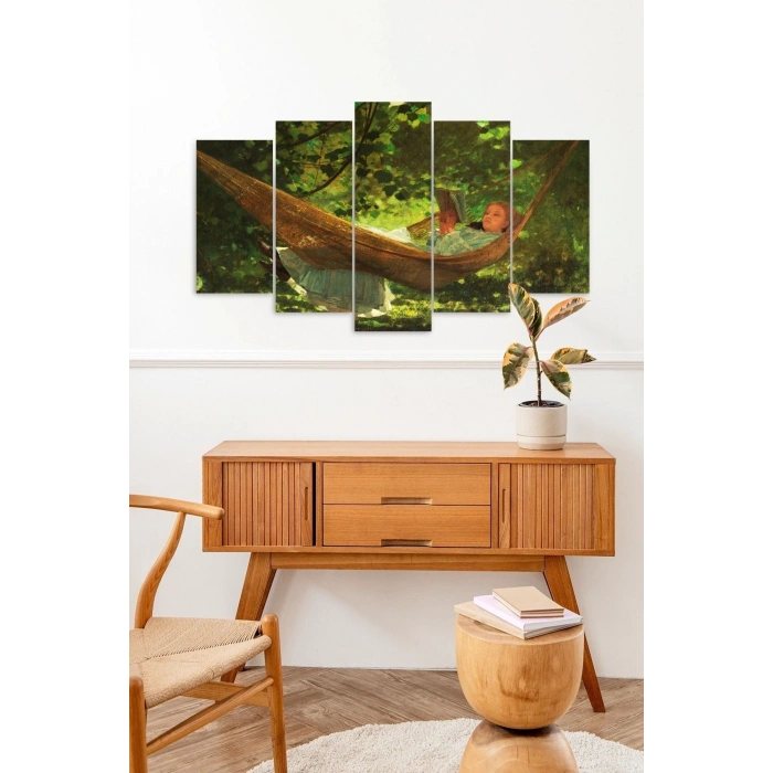 Kadın Manzarası 5 Parçalı Mdf Tablo 60 x 100