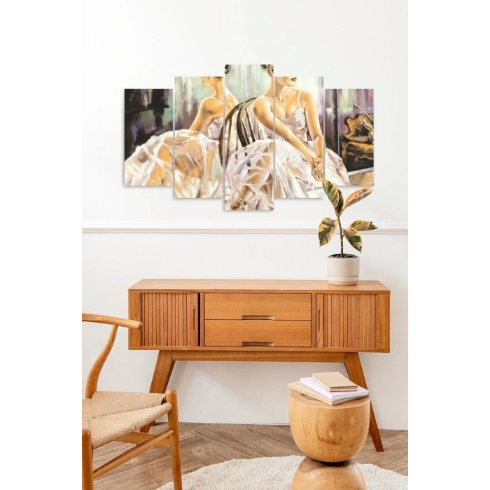 Kadın Manzarası 5 Parçalı Mdf Tablo 60 x 100