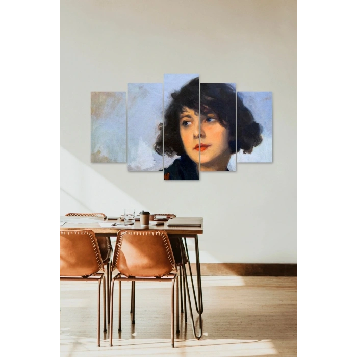 Kadın Manzarası 5 Parçalı Mdf Tablo 60 x 100