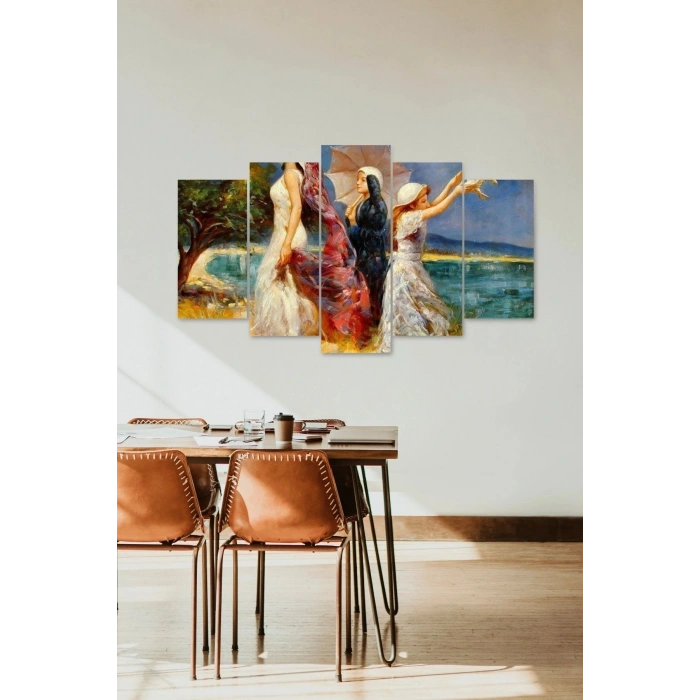 Kadın Manzarası 5 Parçalı Mdf Tablo 60 x 100