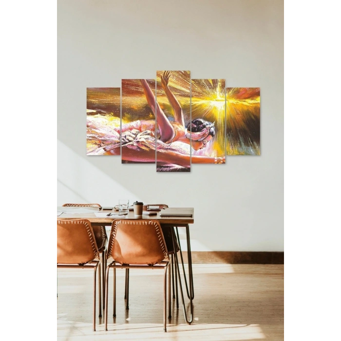 Kadın Manzarası 5 Parçalı Mdf Tablo 60 x 100