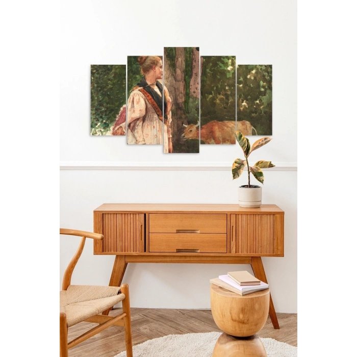 Kadın Manzarası 5 Parçalı Mdf Tablo 60 x 100