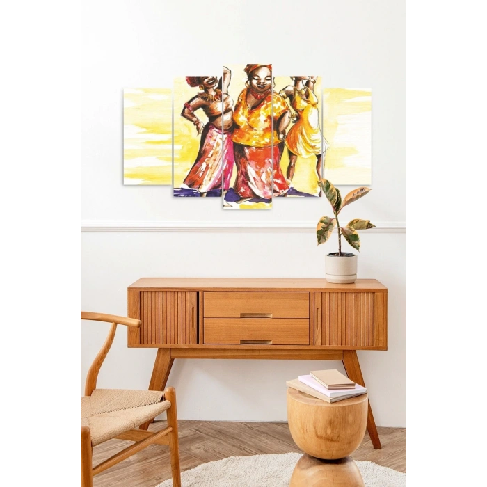 Kadın Manzarası 5 Parçalı Mdf Tablo 60 x 100