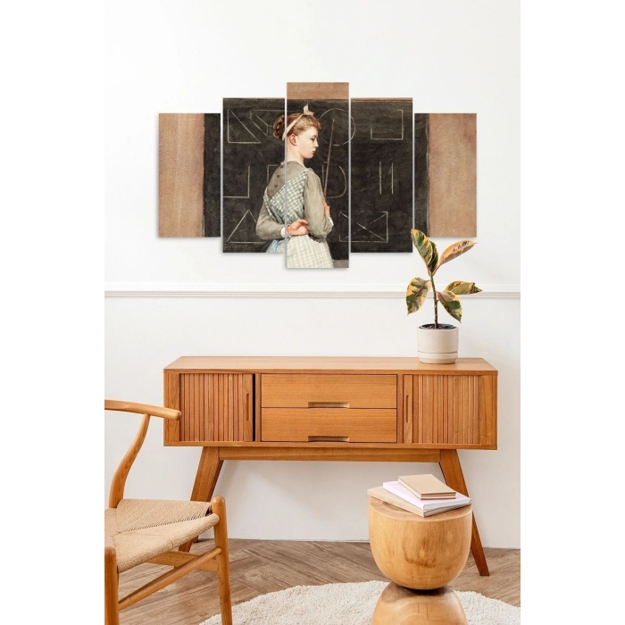 Kadın Manzarası 5 Parçalı Mdf Tablo 60 x 100