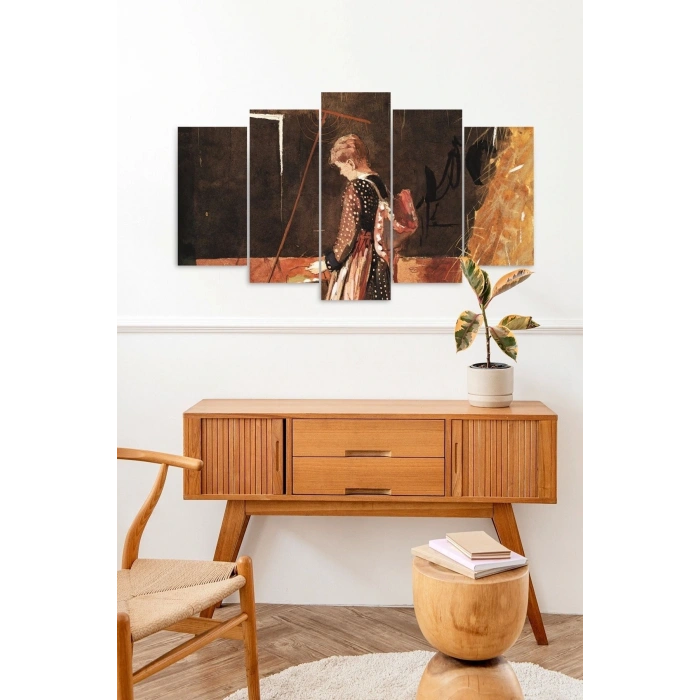 Kadın Manzarası 5 Parçalı Mdf Tablo 60 x 100