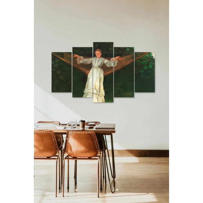 Kadın Manzarası 5 Parçalı Mdf Tablo 60 x 100