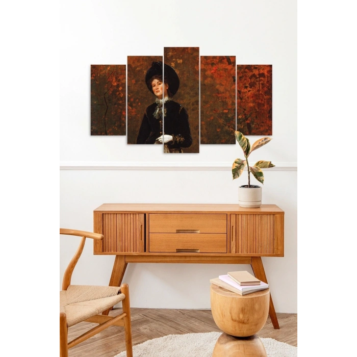 Kadın Manzarası 5 Parçalı Mdf Tablo 60 x 100