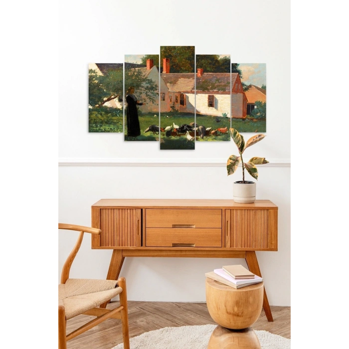 Kadın Manzarası 5 Parçalı Mdf Tablo 60 x 100