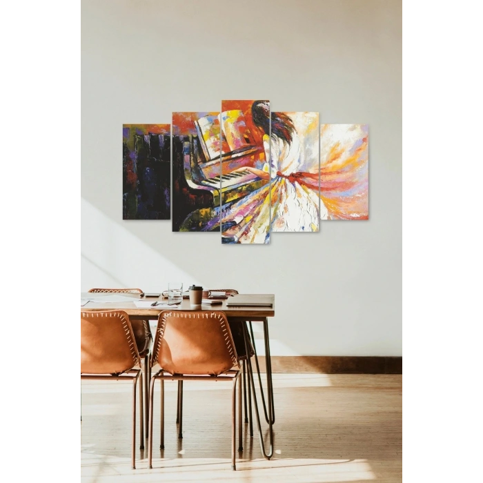 Kadın Piyano 5 Parçalı Mdf Tablo 60 x 100