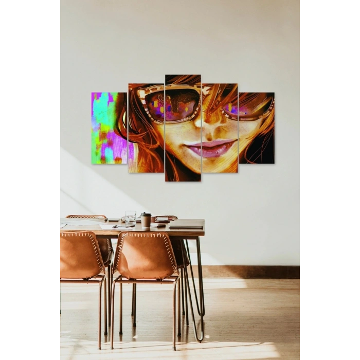 Kadın Portre 5 Parçalı Mdf Tablo 60 x 100