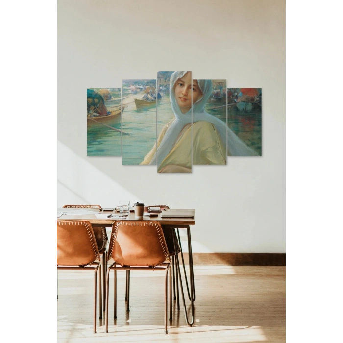 Kadın Portre 5 Parçalı Mdf Tablo 60 x 100