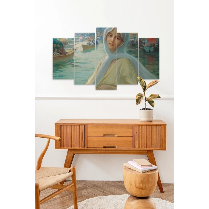 Kadın Portre 5 Parçalı Mdf Tablo 60 x 100