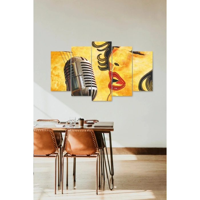 Kadın Şarkı 5 Parçalı Mdf Tablo 60 x 100