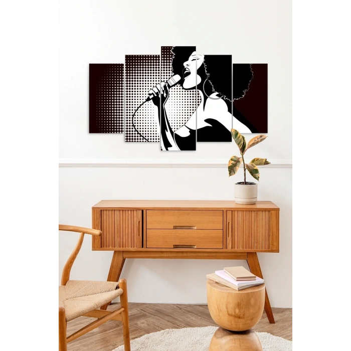 Kadın Şarkı 5 Parçalı Mdf Tablo 60 x 100
