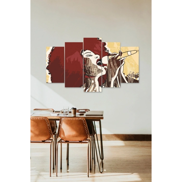 Kadın Şarkı 5 Parçalı Mdf Tablo 60 x 100