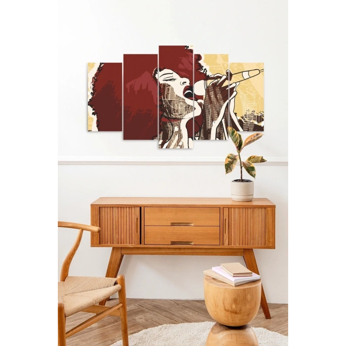 Kadın Şarkı 5 Parçalı Mdf Tablo 60 x 100