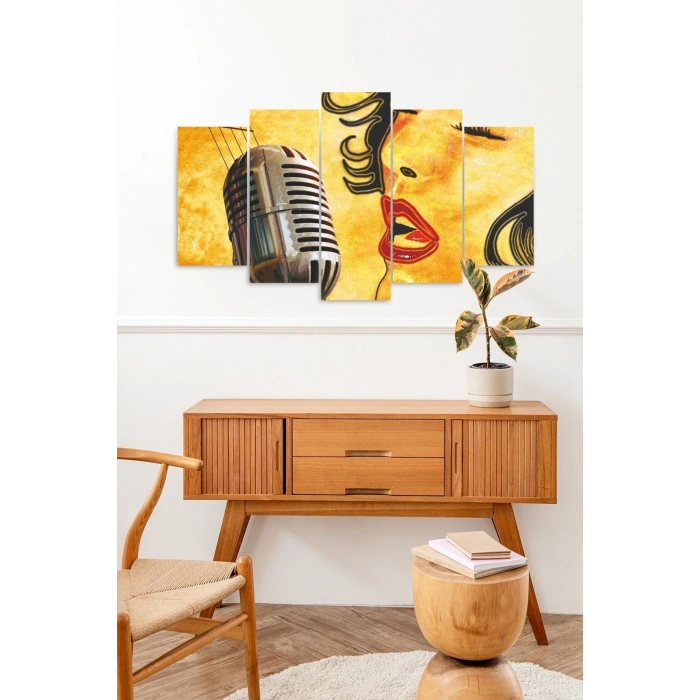 Kadın Şarkı 5 Parçalı Mdf Tablo 60 x 100