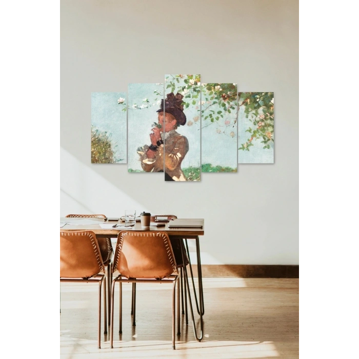 Kadın ve Çiçekler 5 Parçalı Mdf Tablo 60 x 100
