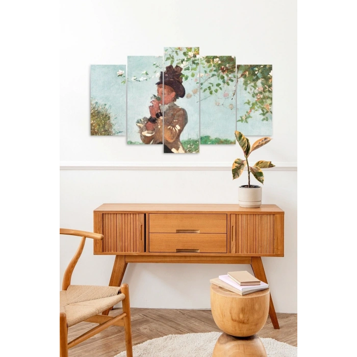 Kadın ve Çiçekler 5 Parçalı Mdf Tablo 60 x 100