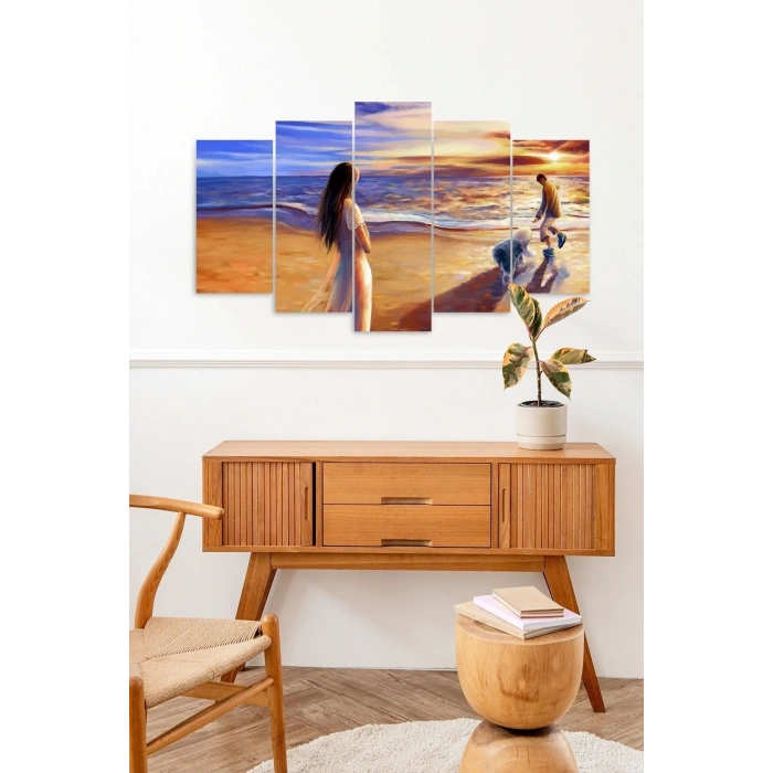 Kadın ve Hüzün 5 Parçalı Mdf Tablo 60 x 100