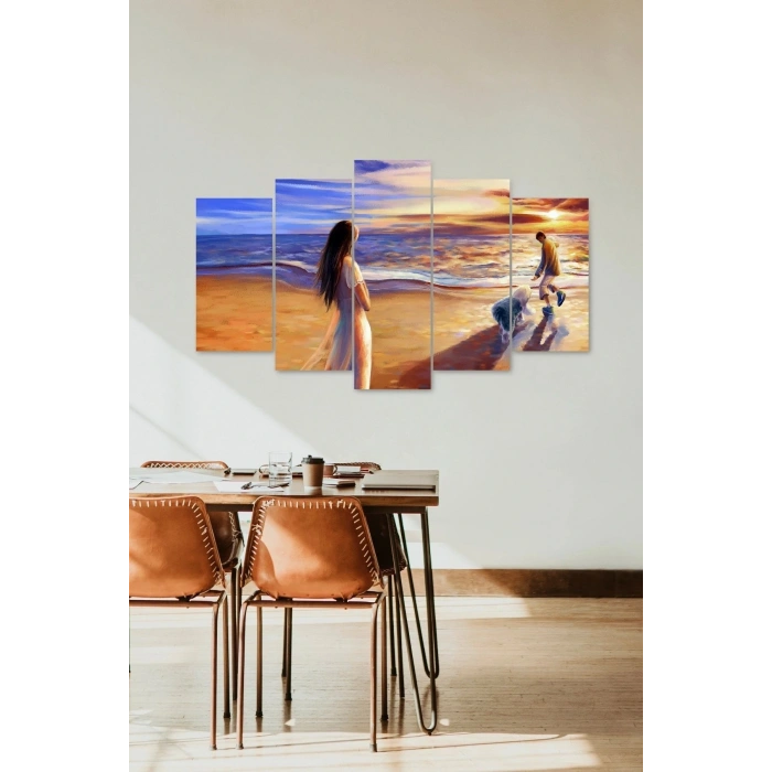 Kadın ve Hüzün 5 Parçalı Mdf Tablo 60 x 100