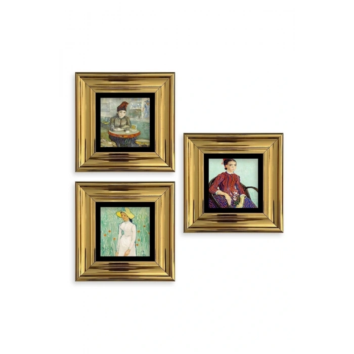 Kadınlar 3 lü Set Çerçeveli Taş Tablo 20 cm