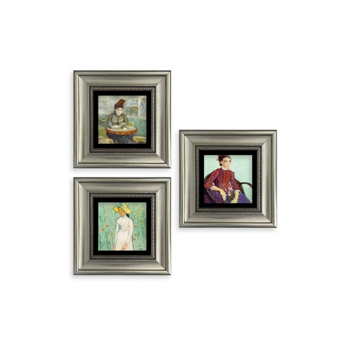 Kadınlar 3 lü Set Çerçeveli Taş Tablo 20 cm