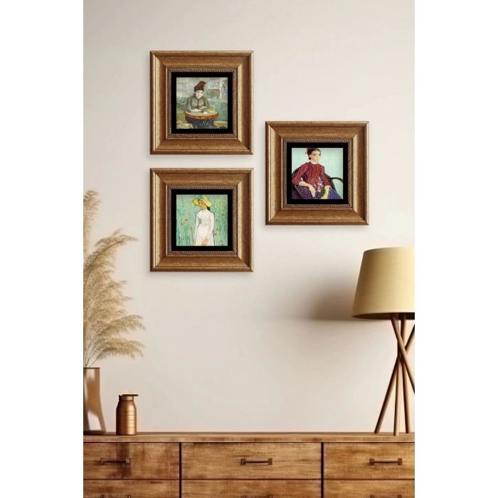 Kadınlar 3 lü Set Çerçeveli Taş Tablo 20 cm