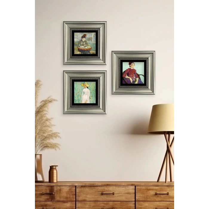 Kadınlar 3 lü Set Çerçeveli Taş Tablo 20 cm