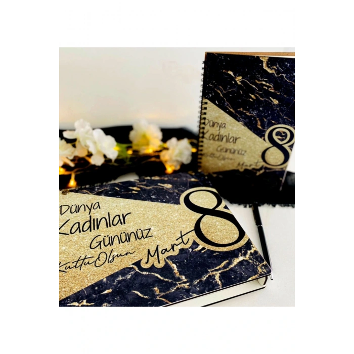 Kadınlar Günü Ahşap Kutulu Ahşap Defter Kalem Seti