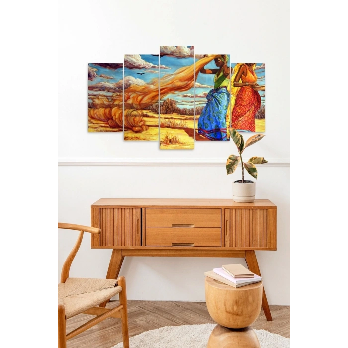 Kadınlar ve Bulutlar 5 Parçalı Mdf Tablo 60 x 100
