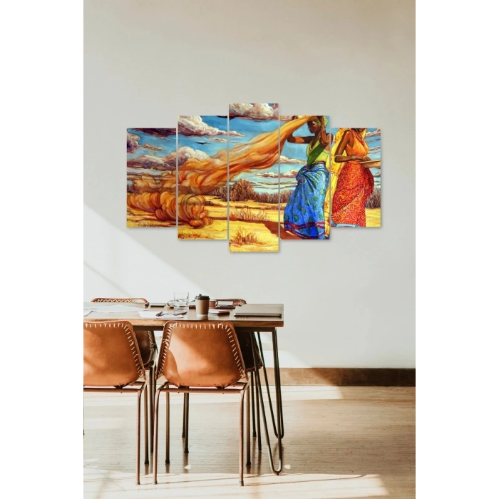 Kadınlar ve Bulutlar 5 Parçalı Mdf Tablo 60 x 100