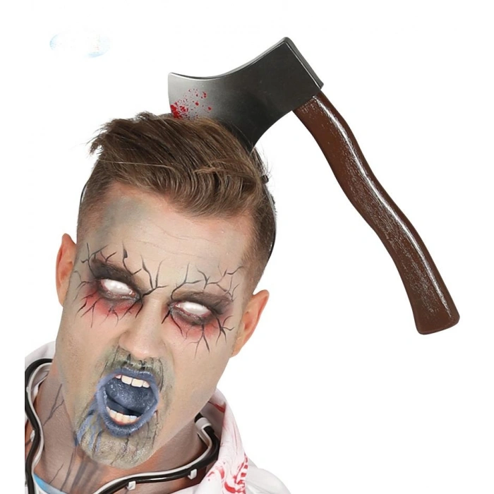 Kafaya Saplanmış Halloween Kanlı Balta Şaka Tacı (5365)