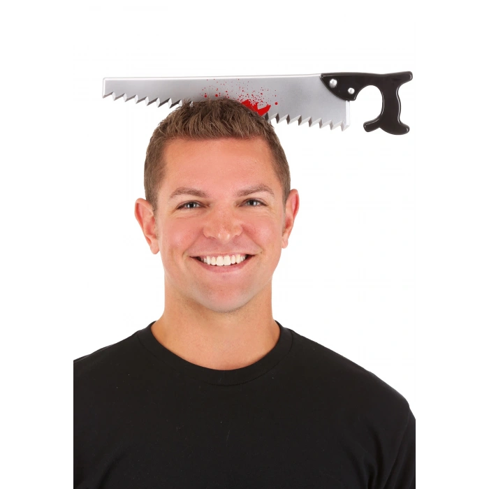 Kafaya Saplanmış Halloween Kanlı Testere Şaka Tacı (5365)