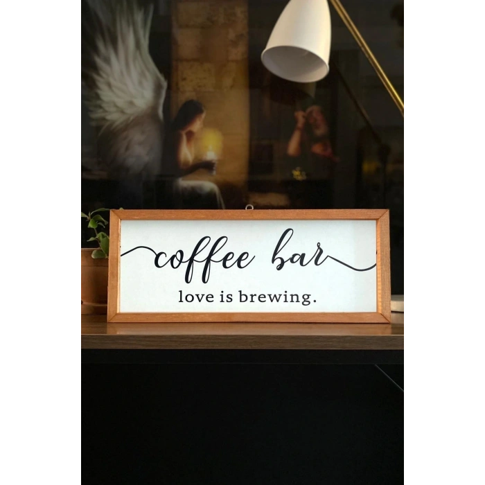 Kahve Köşesi Coffee Bar Love Is Brewing Ahşap Çerçeve 50 x 110