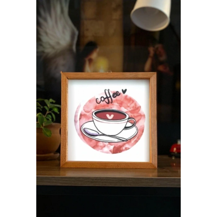 Kahve Köşesi Fincan Ahşap Çerçeve 23 x 23