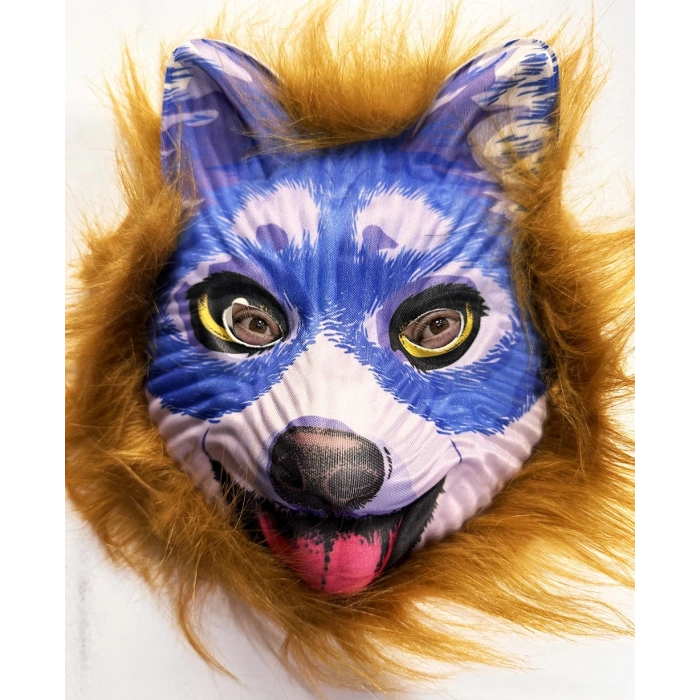 Brown Hair Blue Face Cute Dog Mask 30 No (5365)