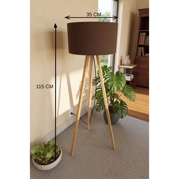 Kahverengi Tripod Lambader 115 Cm E27 Duy