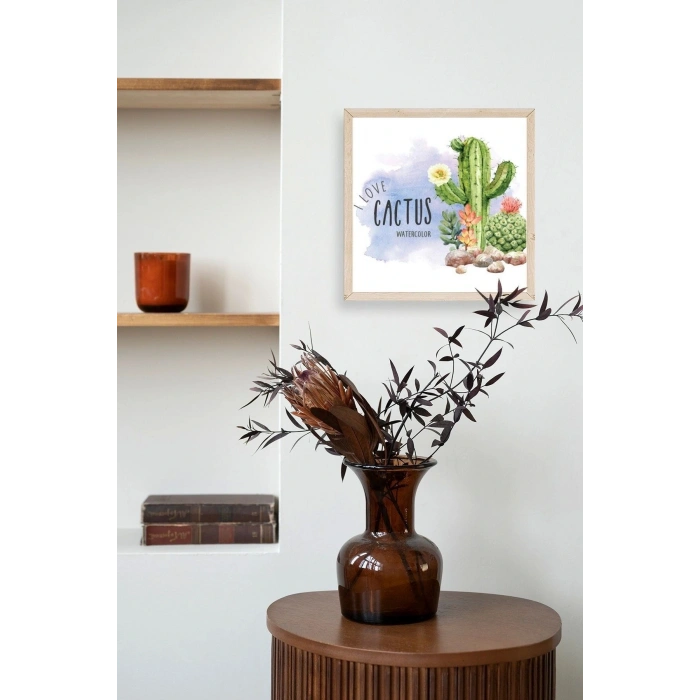 Kaktüs Ahşap Çerçeveli Tablo 50 x 50