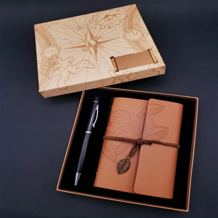 Kaliteli Taba Defter Ve Siyah Tükenmez Kalem Seti