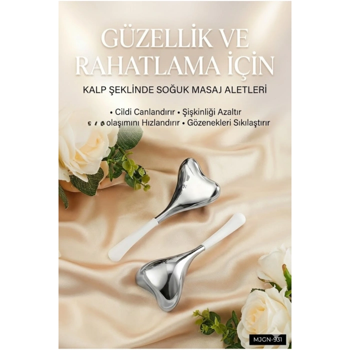 Kalp Şeklinde Soğuk Yüz Masaj Aleti - Cilt Sıkılaştırıcı ve Şişkinlik Giderici Cryo Sticks